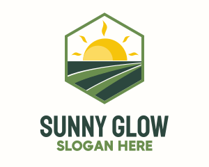 Sunny Field Hexagon Badge logo design