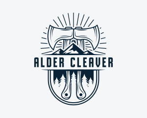 Woodcutter Mountain Axe  logo design