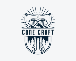 Woodcutter Mountain Axe  logo design