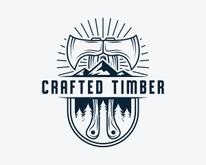 Woodcutter Mountain Axe  logo design