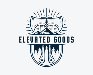 Woodcutter Mountain Axe  logo design