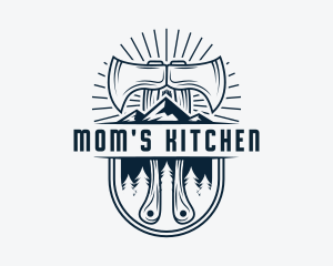 Woodcutter Mountain Axe  logo design