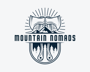 Woodcutter Mountain Axe  logo design