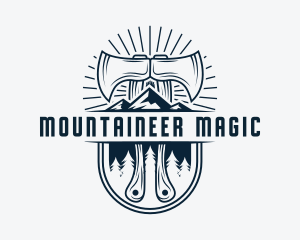 Woodcutter Mountain Axe  logo design