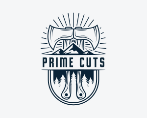 Woodcutter Mountain Axe  logo design