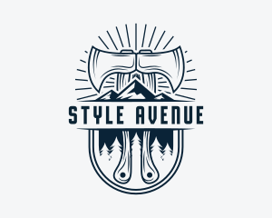 Woodcutter Mountain Axe  logo design