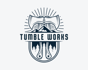 Woodcutter Mountain Axe  logo design