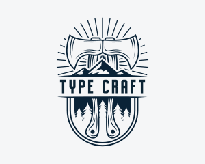 Woodcutter Mountain Axe  logo design