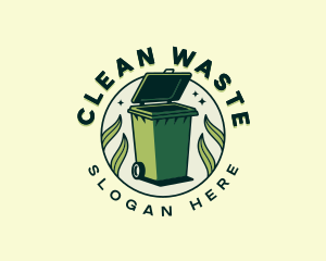 Eco Leaf Trash Bin logo design