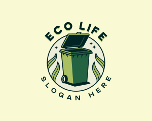 Eco Leaf Trash Bin logo design