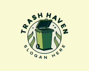 Eco Leaf Trash Bin logo design