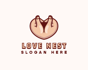 Heart Love Hand logo design