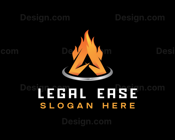 Burning Flame Letter A Logo