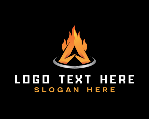 Burning Flame Letter A logo
