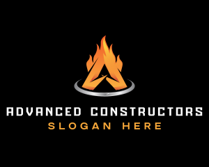 Burning Flame Letter A logo design