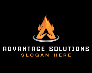 Burning Flame Letter A logo design