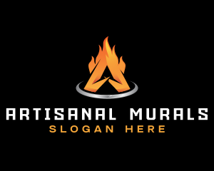 Burning Flame Letter A logo design