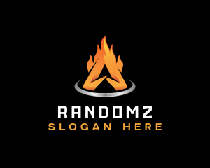 Burning Flame Letter A logo
