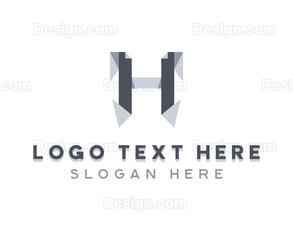 Origami Fold Structure Letter H Logo