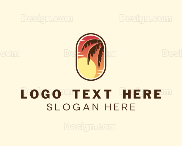 Palm Tree Sunset Holiday Logo