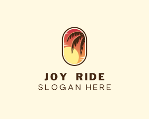 Palm Tree Sunset Holiday logo design