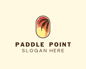 Palm Tree Sunset Holiday logo design