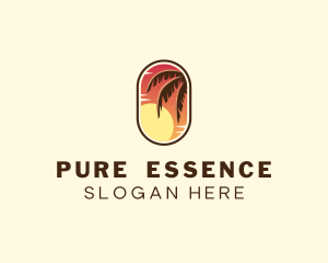 Palm Tree Sunset Holiday logo design