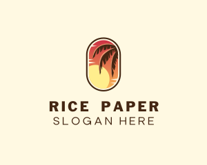 Palm Tree Sunset Holiday logo design