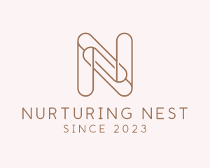 Paper Clip Letter N Outline logo design