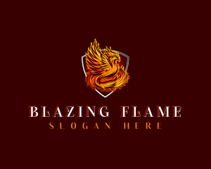 Flaming Mythical Phoenix logo design