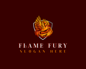 Flaming Mythical Phoenix logo design