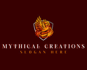 Flaming Mythical Phoenix logo design