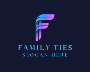 Gradient 3D Ribbon Line Letter F logo design