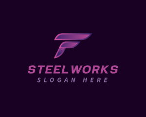 Steel Wing Letter F logo