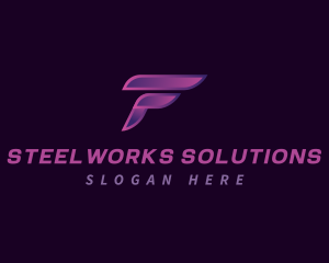 Steel Wing Letter F logo