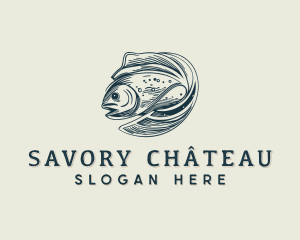 Vintage Aquatic Fish logo design