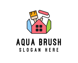 House Renovation Paint Brush logo design