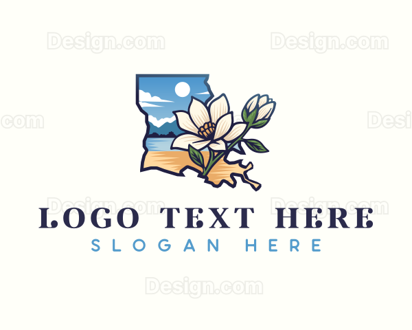 Magnolia Flower Louisiana Logo