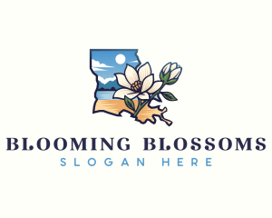 Magnolia Flower Louisiana logo design