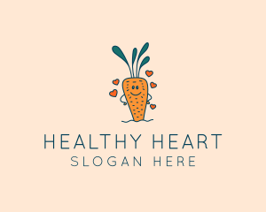 Carrot Vegetable Heart logo design