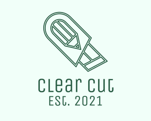 Green Pencil Cutter  logo design