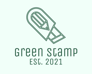 Green Pencil Cutter  logo design