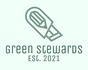 Green Pencil Cutter  logo design