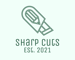 Green Pencil Cutter  logo design