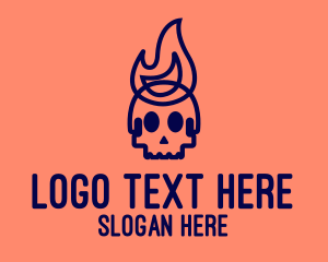 Blue Flame Skull logo design