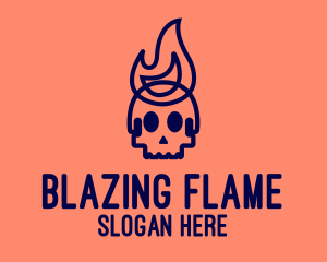 Blue Flame Skull logo design