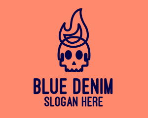 Blue Flame Skull logo design