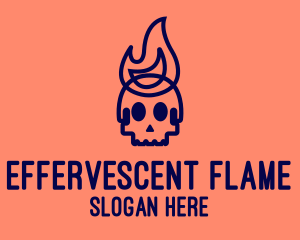 Blue Flame Skull logo design