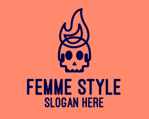 Blue Flame Skull logo design