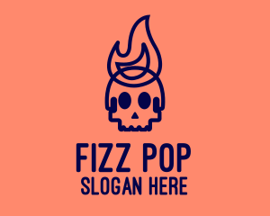 Blue Flame Skull logo design